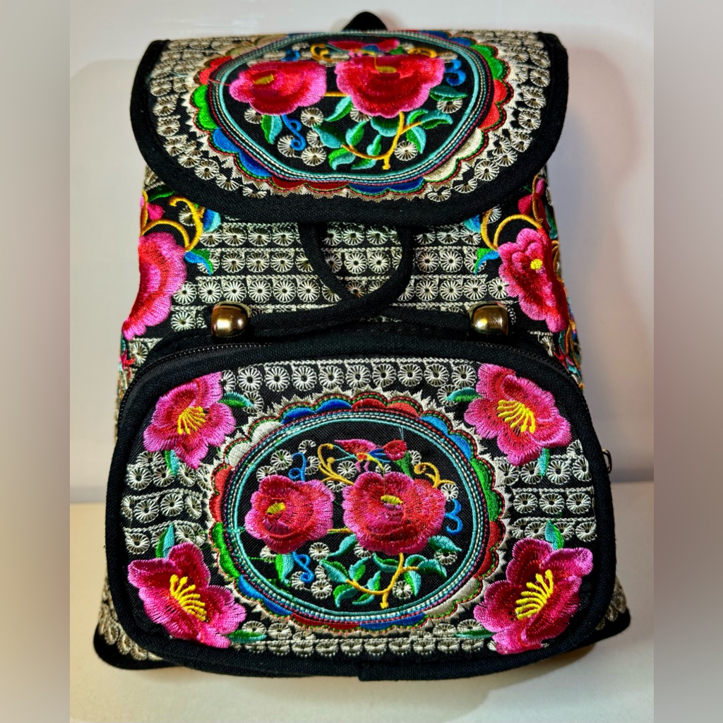 Unique Flowery Backpack  One Of A Kind